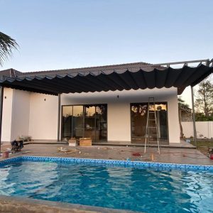 Hệ Mái Bạt Xếp Lượn Sóng Khung Thép Chắc Chắn